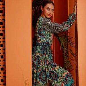 NWOT Bhanuni by Jyoti Anthropologie Maxi Silk Dress